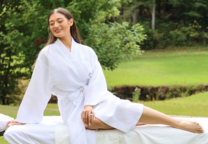 Relaxed woman resting peacefully after a Swedish massage session